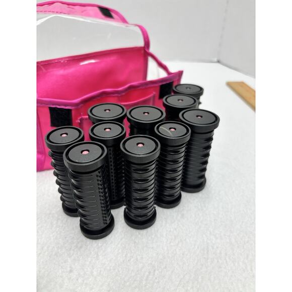Revlon Travel Tourmaline Ionic Hair Hot Rollers Curlers Pink Storage Pouch EUC - Picture 5 of 10